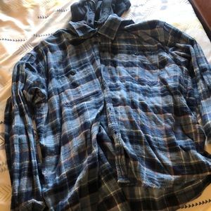 Mens button up hooded flannel XL